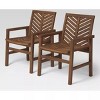 Modern Chevron Design Wood Patio Chairs,Outdoor Recliner Chairs,Sun Loungers,Garden Loungers Set Of 2 -Cuddlewood - 2 of 4