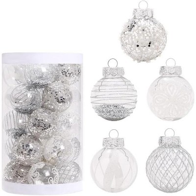 25 Pcs Christmas Ball Ornaments, 2.36 Inch Shatterproof Clear Xmas Tree Decorations for Christmas Tree, Party, Wedding