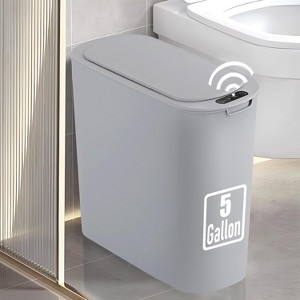 5 Gallon Motion Senor Bathroom Trash Can with Lid, Automatic Garbage Can Touchless, Smart Plastic Waste Basket - 1 of 4
