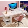 Gulches 62" Modern Executive Computer Desk with Storage Shelves, Home Office Workstation? - 3 of 4