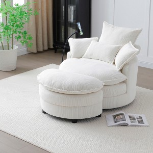 GDFStudio Buck Modern 360° Swivel Corduroy 36"W Chair with Storage Ottoman - 1 of 4
