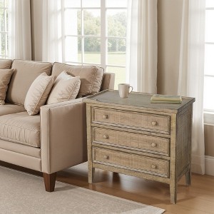 Royal Hampton 28" Side End Table | 3 Drawers with Round Knobs | Mahogany Wood - 1 of 4