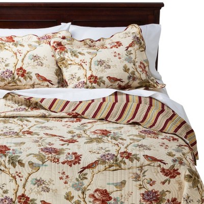 Waverly Charleston Chirp Quilt Set - Papaya (Twin)