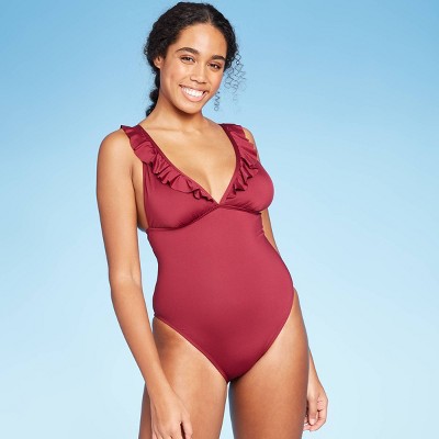 ruffle neck swimsuit