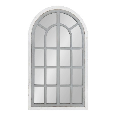 Boldmere 42" Gray and White Wood Windowpane Mirror