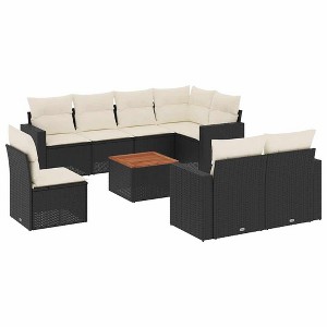 vidaXL Garden Sofa Set Black, Cream - 1 of 4