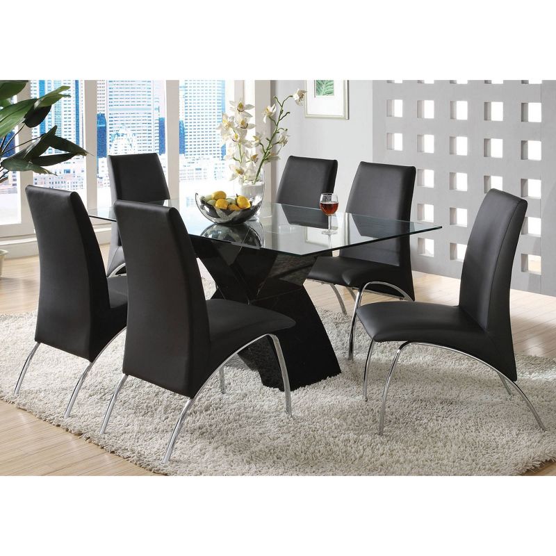 7pc Lexinton Glass Top Dining Table Set Black - HOMES: Inside + Out, 3 of 10