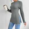 Women's Long Sleeve Slimming T - Shirt with Side Slits - Minimalist Intellectual Design - 3 of 4