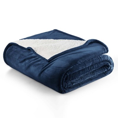 Velvet Plush Blanket with Faux Shearling Reverse - Great Bay Home.