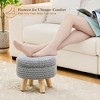 ChicFurnit Ottomans and Benches Round Ottoman Footstool Handwoven Ottoman Floor Step Stool for Living Room, Gray, 13.39"*13.39"*7.09" - 2 of 4