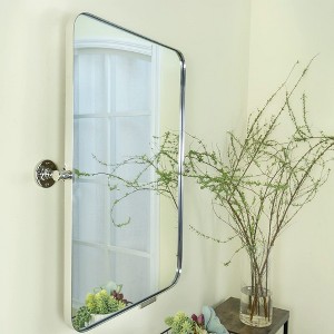 TEHOME Rounded Rectangular Pivoting Metal Framed Wall Mounted Bathroom Vanity Mirror - 1 of 4