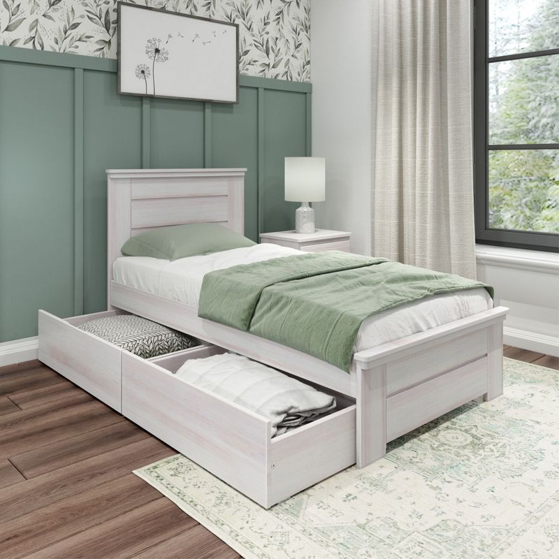 Max & Lily Farmhouse Twin Bed with Panel Headboard with Storage Drawers, 1 of 6