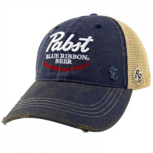Adult Pabst Blue Ribbon Beer Good Old Flavor Vintage Trucker Hat - 1 of 4