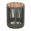 Outdoor Round Side Table, Patio Accent Table with Rattan Rope Frame and Acacia Wood Top for Balcony, Garden or Porch – Cuddlewood - 4 of 4