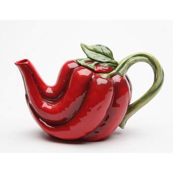 Kevins Gift Shoppe Hand Painted Ceramic Red Chili Pepper Teapot