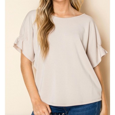 Women's Cinched Sleeve Blouse Top - Wonderful & Young