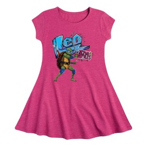 Girls' - Teenage Mutant Ninja Turtles - Leonardo AKA Leo Fit & Flair Cap Sleeve Dress - 1 of 2