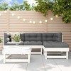 vidaXL Patio Lounge Set with Cushions Outdoor Furniture Set 5 Piece Solid Wood - White Pine - 2 of 4