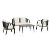 4-Piece Outdoor Iron Cnversation Sofa Set with Coffee Table and Cushions - 4 of 4