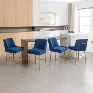 SEYNAR Modern Velvet 39'' H Metal Leg Counter or Bar Stools Set of 4 - 1 of 4