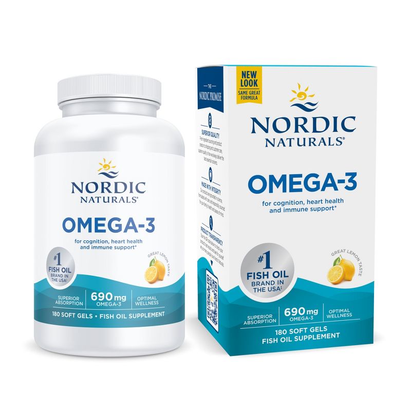 Nordic Naturals Lemon Omega-3 - Aids Cognition, Heart Health, and Immune Support, 1 of 4