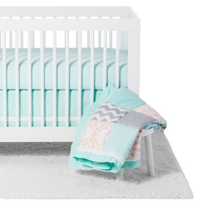 coral and teal crib bedding