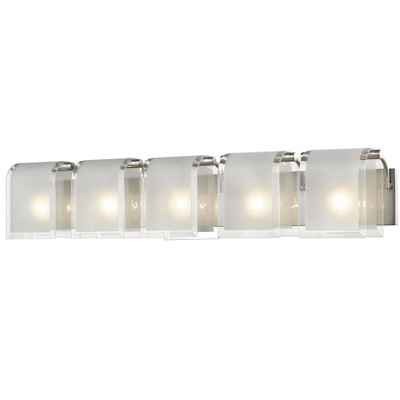 Zephyr 5-Light Dimmable Vanity with Bent Frosted Glass Shades - Modern Steel Design
