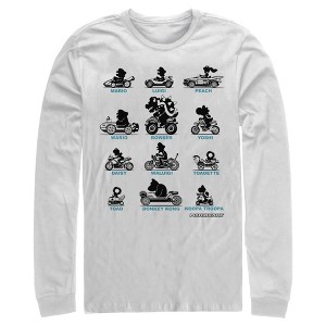 Men's Nintendo Mario Kart Silhouette Grid Long Sleeve Shirt - 1 of 3