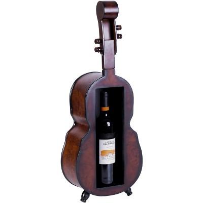 Vintiquewise Wooden Violin Shaped Vintage Decorative Single Bottle Wine Holder