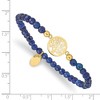 Chisel Stainless Steel Polished Yellow IP-plated Tree of Life 4mm Blue Jade Beaded Stretch Bracelet - 4 of 4