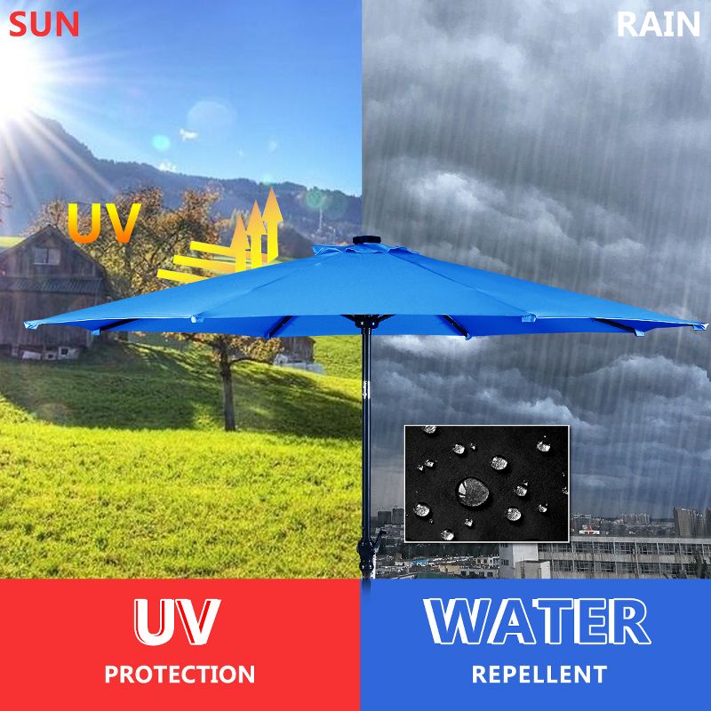 Costway 10FT Patio Solar Umbrella LED Patio Market Steel Tilt W/Crank Outdoor OrangeBlue New, 5 of 10