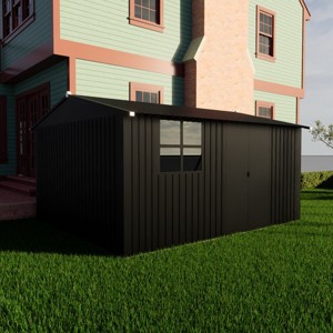 10x12ft Metal Garden Shed with Windows & Sliding Door, Outdoor Backyard Storage Shed, Weatherproof - Coolbibila - 1 of 4
