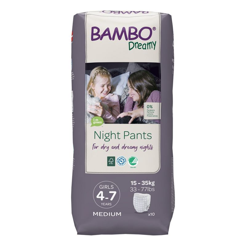 Bambo Dreamy Potty Training Night Pants for Girls Ages 4-7, 10 Count, 3 Packs, 30 Total, 2 of 6