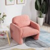 CAVINAS Minimalist Single Sofa Chair with Arms and Pillow, Teddy Fleece Armchair, Accent Chair for Living Room, Bedroom - 2 of 4