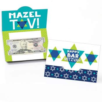 Big Dot of Happiness Blue Bar Mitzvah - Boy Party Money and Gift Card Holders - Set of 8