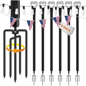 Sandinrayli Outdoor String Light Poles 9 ft. Dia 19 mm Pole with Hooks, Horn (6-Pack) - 1 of 4