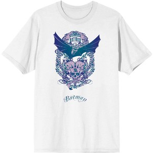 Men's DC Comic Book Batman Skulls White Short Sleeve Graphic Tee Shirt - 1 of 1