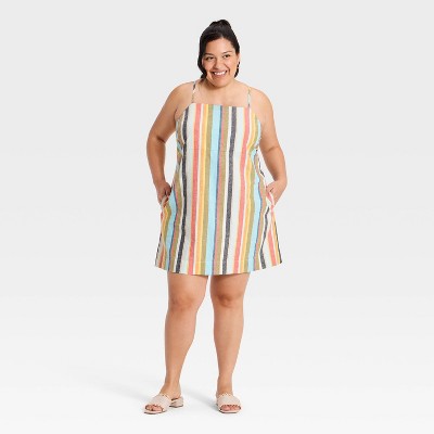 Женские платья A New Day Women's Linen Mini Dress - A New Day™ Cream Striped S — фото 3