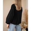 Clearlove Womens Self Tie Front Bows Puff Long Sleeve Crewneck Babydoll Peplum Blouses Tops Shirts - 3 of 3