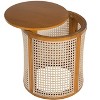 MOEPISY Round End Table, Hollow Woven Side Table, Small Rubber Wood Nightstand, Rattan Woven Tea Desk - 4 of 4