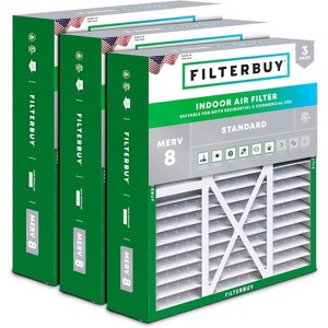 Filterbuy 16x20x5 Air Filter (3-Pack), Pleated MERV 8 Dust Defense HVAC AC Furnace Air Filters for Honeywell FC100A1003, Lennox X0592, & More - 1 of 4