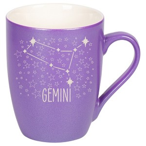 100 North Zodiac 10 Ounce Passion Purple Metallic Finish, Comfortably Fits Your Hands, New Bone China Coffee Tea Cup Mug, Gemini - 1 of 1