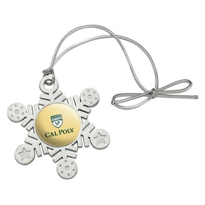 Cal Poly Primary Logo Metal Snowflake Christmas Tree Holiday Ornament