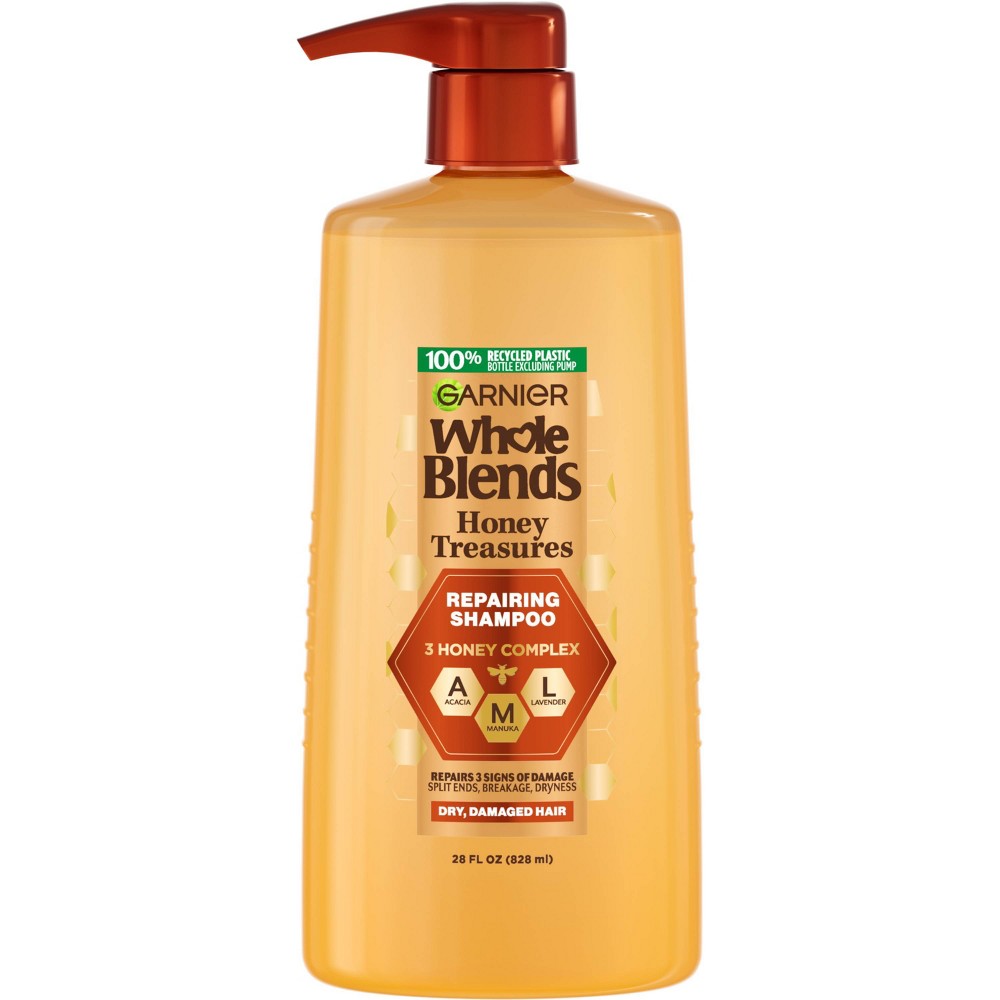 Photos - Hair Product Garnier Whole Blends Repairing Shampoo Honey Treasures for Damaged Hair  