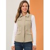 Allegra K Women's Zip-Up Sleeveless Turn Down Collar Cargo Utility Vest with Pockets - 3 of 4