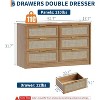 6-Drawer Rattan Dresser - Boho Bedroom Storage Cabinet - Caramel Oak Finish - 53"W TV Stand & Clothes Organizer - 2 of 4