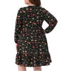 Agnes Orinda Women's Plus Size Floral Pleated Tiered Crew Neck Long Sleeve Casual Midi Dress with Pocket - 4 of 4