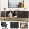 65 Inch TV Stand with LED Lights, Modern Entertainment Center for TVs Up to 75 Inch, Glass Doors, Wave Pattern, 4 Drawers, for Living Room - 4 of 4