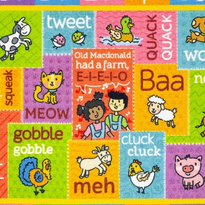 Colorful ABC Alphabet Educational Kids Rug with Farm Animals