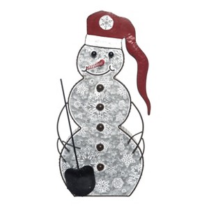 Transpac Metal 20 in. Multicolor Christmas Snowman with Shovel - 1 of 4
